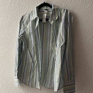 J. Crew purple and Green Striped womans single Shirt